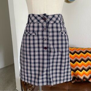 Vintage 1990s Esprit Preppy Casual Plaid Buttoned Mini Skirt